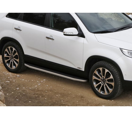 Пороги "Premium" Rival для Kia Sorento II рестайлинг 2012-2020, 173 см, 2 шт., алюминий, A173ALP.2305.2
