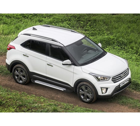 Пороги "Bmw-Style круг" Rival для Hyundai Creta 2016-2020 2020-н.в., 173 см, 2 шт., алюминий, D173AL.2310.1