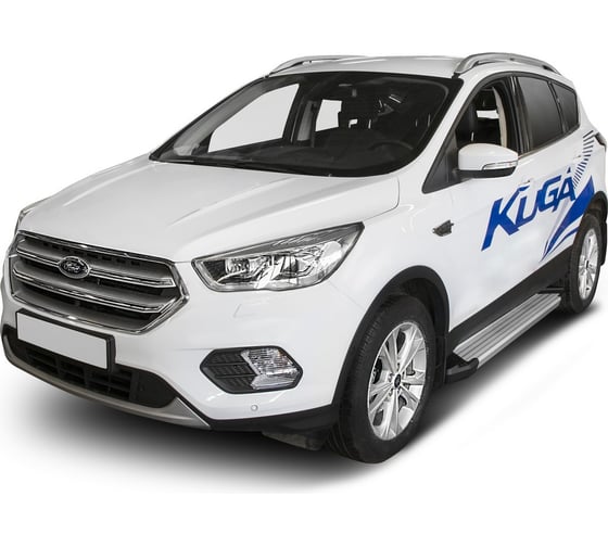Пороги "Silver" Rival для Ford Kuga II рестайлинг 2016-н.в., 180 см, 2 шт., алюминий, F180AL.1804.2
