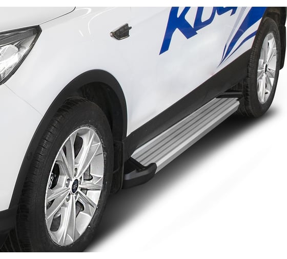 Пороги "Silver" Rival для Ford Kuga II рестайлинг 2016-н.в., 180 см, 2 шт., алюминий, F180AL.1804.2