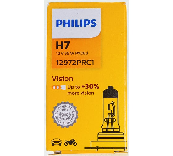 Автолампа PHILIPS H7 55 PX26d+30% 12V ,10,100 HIT 12972PRC1