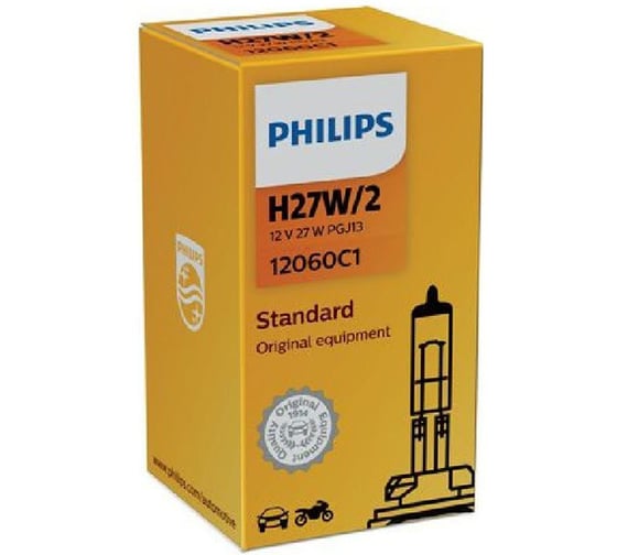 Автолампа PHILIPS H27W, 2 PGJ13 HALOGEN 12V, 1, 10, 200 12060C1 1
