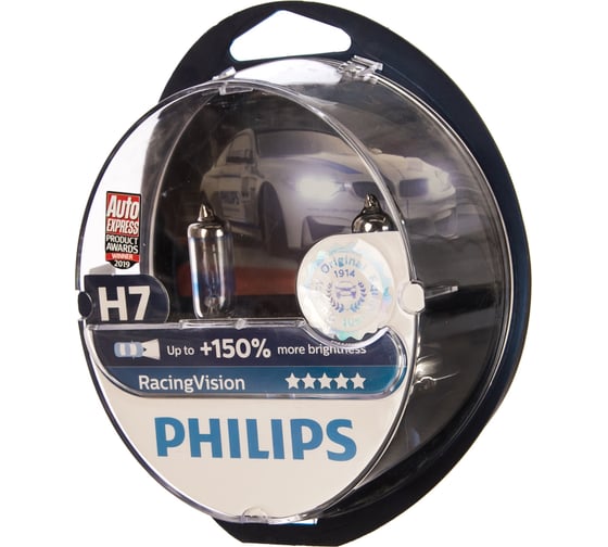 Автолампа, 2шт. PHILIPS H7 55 PX26d+150% RACING VISION 12V ,1,5 12972RVS2