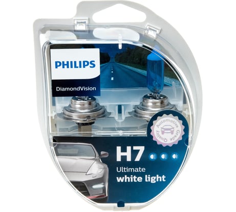 Автолампа, 2шт. PHILIPS H7 55 PX26d DIAMOND VISION 5000K 12V ,1,5,30 HIT 12972DVS2