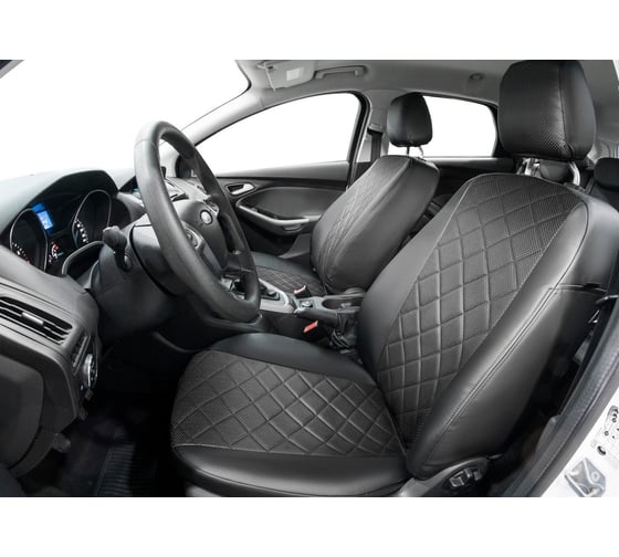 Авточехлы Rival Ромб (зад.сп. 40/60) Ford Focus SD,HB,SW (Ambiente,Trend) 11-19, эко-кожа, SC.1801.2