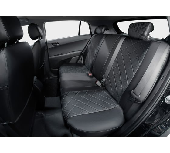 Авточехлы Rival ромб (зад. спинка 40/60) Hyundai Creta I 2016-2021, эко-кожа, черные, SC.2302.2
