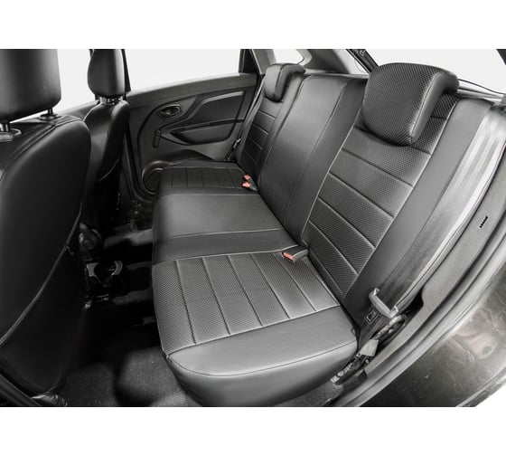 Авточехлы Rival Строчка (задняя спинка 40/60) Lada Xray 2015-н.в., эко-кожа, черные SC.6004.1