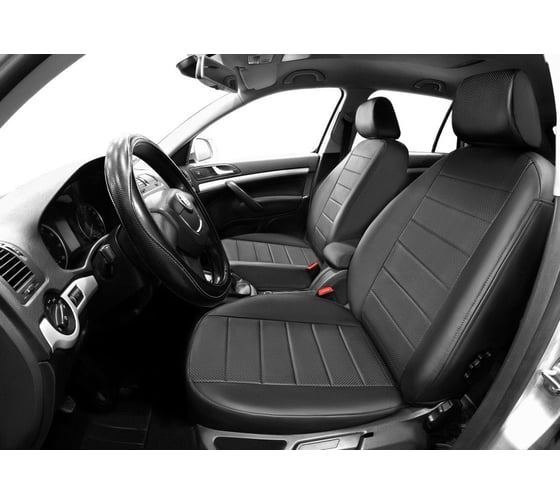 Авточехлы Rival Строчка (зад.сп. 40/60) Skoda Octavia SW, LB 2004-2013, эко-кожа, черные, SC.5102.1