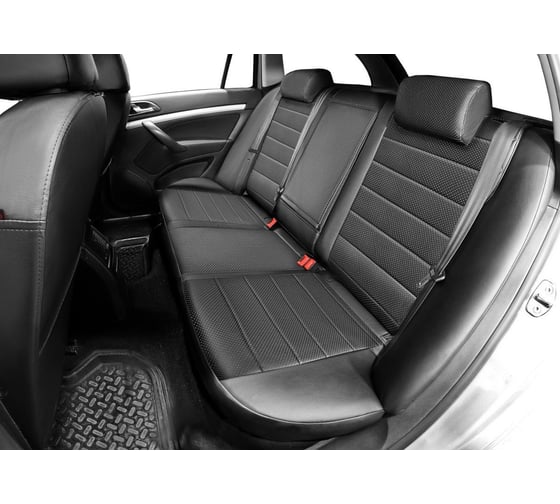 Авточехлы Rival Строчка (зад.сп. 40/60) Skoda Octavia SW, LB 2004-2013, эко-кожа, черные, SC.5102.1