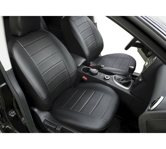 Авточехлы Rival Строчка (зад.сп. цельная) Volkswagen Polo SD 2010-2020, эко-кожа, черные, SC.5803.1