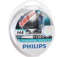 Автолампа, 2шт. PHILIPS H4 60,55 P43t-38+130% X-TREME VISION PLUS12V,1,5 12342XV+S2
