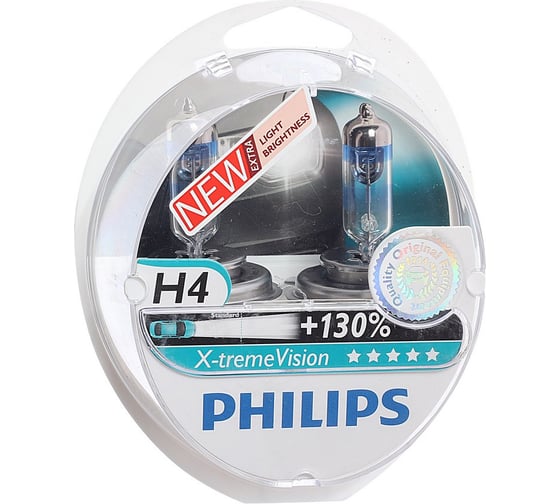 Автолампа, 2шт. PHILIPS H4 60,55 P43t-38+130% X-TREME VISION PLUS12V,1,5 12342XV+S2 1