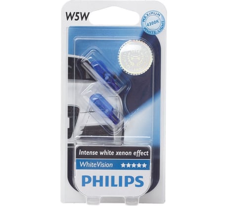 Автолампа PHILIPS W5W W2.1 9.5d VISION 4300K, 2шт 12V ,1,10 12961NBVB2