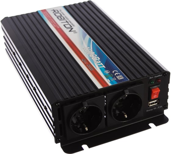Инвертор 1000W две евро розетки Robiton R1000 13203