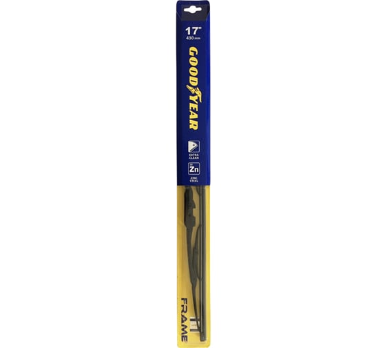 Каркасная щетка стеклоочистителя FRAME 17/43 cm всесезонная, 3 переходника Goodyear GY000317 1