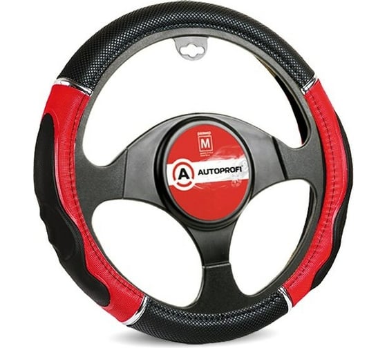 Оплётка руля AUTOPROFI GL-1020 BK/RD M 1