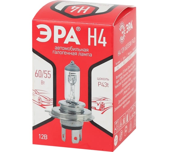 Автолампа Н4 12V 55W P43t ЭРА Б0036776