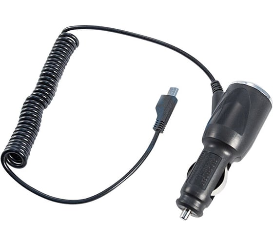 Автозарядка в прикуриватель microUSB АЗУ 5V, 1000mA шнур спираль 1.5М черная REXANT 16-0245