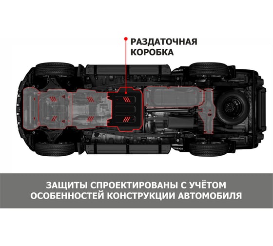 Защита РК  АвтоБроня для great wall poer 2021-н.в., сталь 1.8 мм, с крепежом, штампованная 111.02025.1