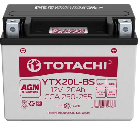 Аккумуляторная батарея TOTACHI CMF 20 а/ч YTX20L-BS L 90020