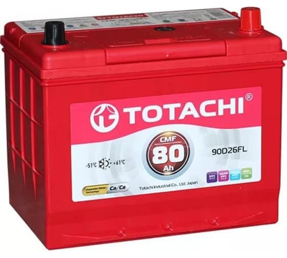 Аккумуляторная батарея TOTACHI KOR CMF 80 а/ч 90D26 FL 4589904525735 1