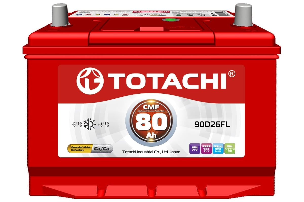  батарея TOTACHI KOR CMF 80 а/ч 90D26 FR 90180 - выгодная .