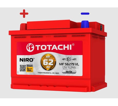 Аккумуляторная батарея TOTACHI АКБ NIRO MF 56279 VL 62 а/ч поляр. прямая 1 (JIS R) 90162