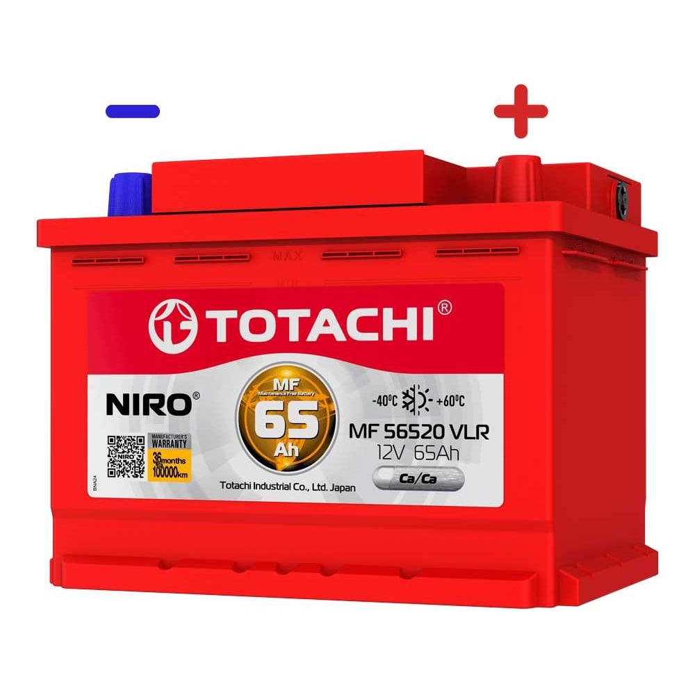 Аккумуляторная батарея TOTACHI АКБ NIRO MF 56520 VLR 65 а/ч поляр ...