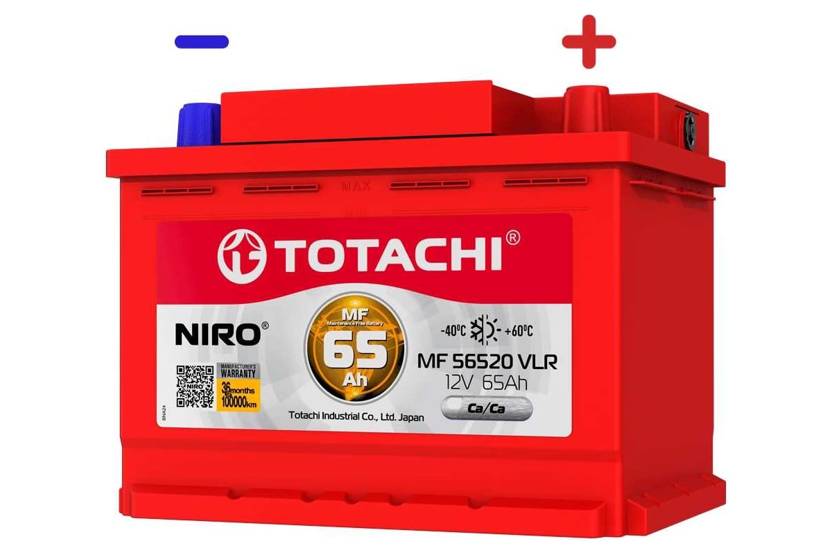 Аккумуляторная батарея TOTACHI АКБ NIRO MF 56520 VLR 65 а/ч поляр ...