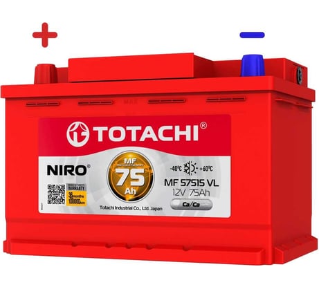 Аккумуляторная батарея TOTACHI АКБ NIRO MF 57515 VL 75 а/ч поляр. прямая 1 (JIS R) 90375