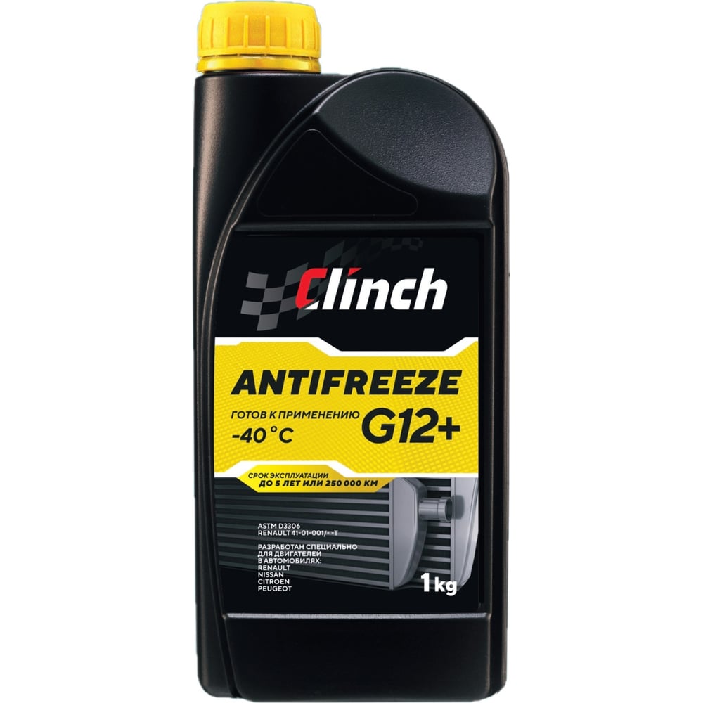 Желтый антифриз Clinch ORGANIC ADDITIVES G12+ -40C, канистра 1 кг ...