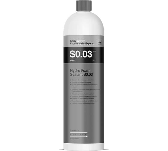 Гидрофобное покрытие для кузова и стекол Koch Chemie Hydro foam sealant s0.03 концентрат-сиалант, 1 л 465001 053792 1