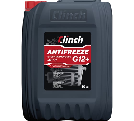 Антифриз красный Clinch ORGANIC ADDITIVES G12+ -40C, канистра 10 кг 3112410R