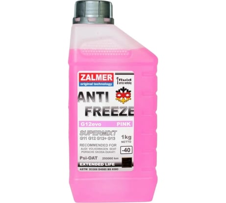 Антифриз-концентрат ZALMER Antifreeze ZRС G12evo розовый, 1 кг VAGCP001