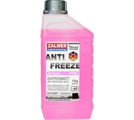Антифриз ZALMER Antifreeze ZR4000 G12evo розовый, совместим с GLYSANTIN G65 Ready Mix, - 40С, 1 кг VAG40P001