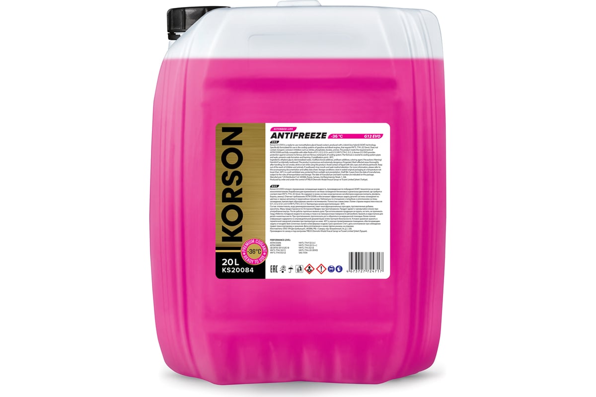 Антифриз Korson g12 evo -36 pink 20 л KS20084 - выгодная цена, отзывы ...