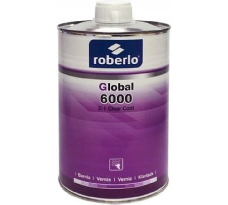Лак ROBERLO 2k global 6000 акрил-уретановый быстросохнущий, высокий уровень блеска, 2:1, 1л БЕЗ ОТВЕРДИТЕЛЯ 68025