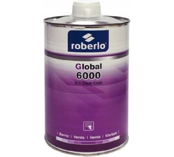 Лак ROBERLO 2k global 6000 акрил-уретановый быстросохнущий, высокий уровень блеска, 2:1, 1л БЕЗ ОТВЕРДИТЕЛЯ 68025