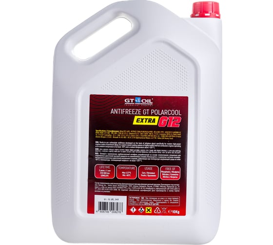 Антифриз GT OIL Polarcool Extra G12 красный, 10 кг 4606746008278