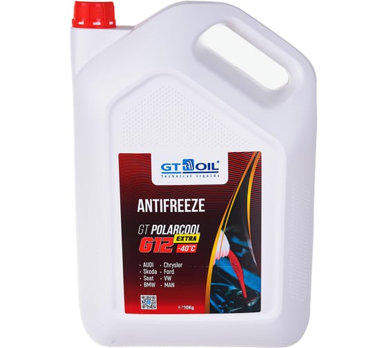 Антифриз GT OIL Polarcool Extra G12 красный, 10 кг 4606746008278