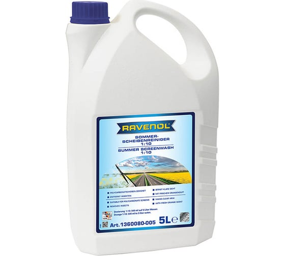 Летний омыватель-концентрат RAVENOL Sommerscheibenr.Konz. 1:10, 5 л 1360080-005-01-000 1