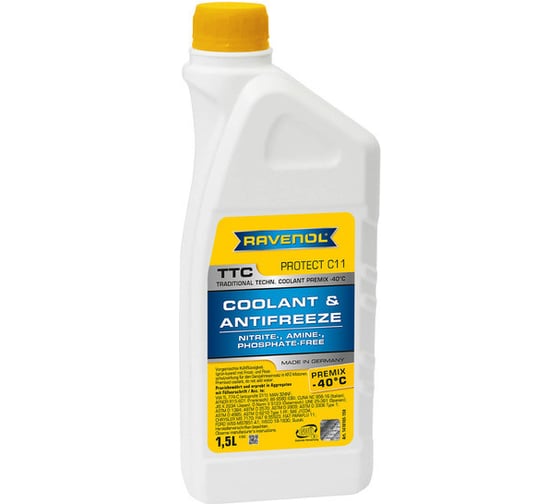 Готовый к применению антифриз RAVENOL TTC Traditional Technology Coolant Premix желтый, 1,5 л 1410105-150-01-999 1