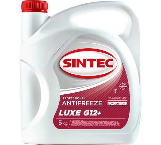 Антифриз Sintec luxe concentrate g12+, красный, концентрат, 5 кг, карбоксилатный 990467 1