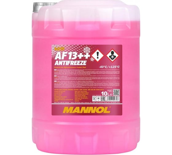 Готовый раствор охлаждающей жидкости антифриз красный MANNOL ANTIFREEZE AF13++, 10 л 401510