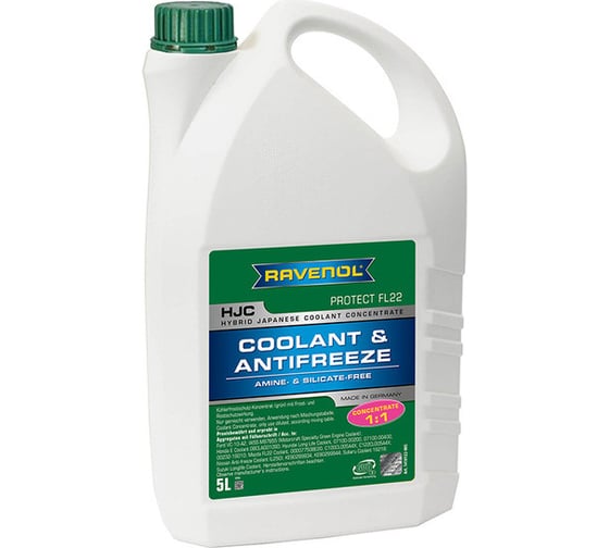 Антифриз RAVENOL HJC Hybrid Japanese Coolant Concentrate концентрат, зеленый, 5 л 1410122-005-01-999