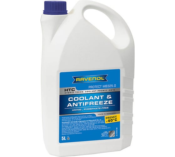 Антифриз RAVENOL  HTC Hybrid Techn.Coolant Premix -40C готовый к применению, синий, 5 л 1410121-005-01-999