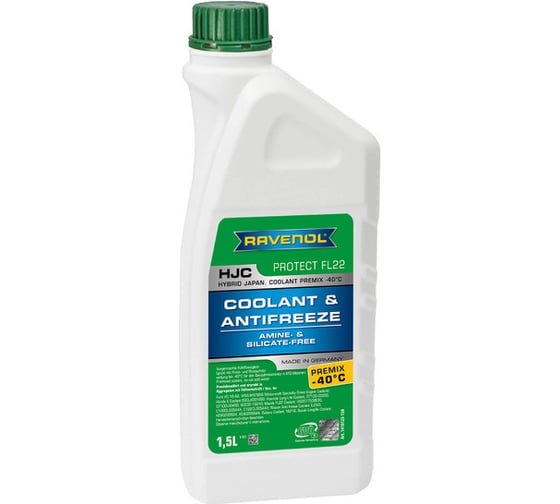 Антифриз RAVENOL HJC Hybrid Japanese Coolant Premix -40C готовый к применению, зеленый, 1.5 л 1410123-150-01-999 1