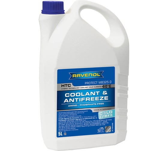 Антифриз RAVENOL HTC COLD CLIMATE -60C готовый, синий, 5 л 1410142-005-01-999 1