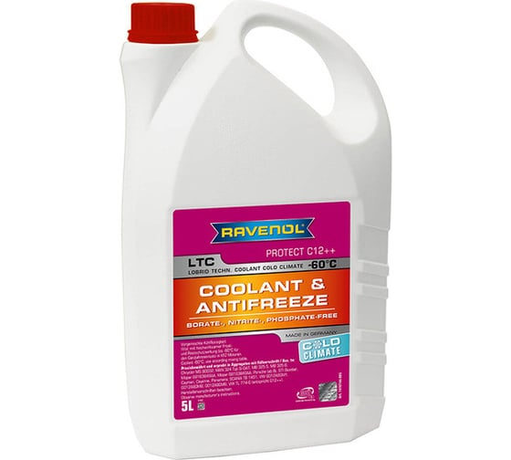 Антифриз RAVENOL LTC COLD CLIMATE -60C готовый к применению, лила, 5 л 1410144-005-01-999