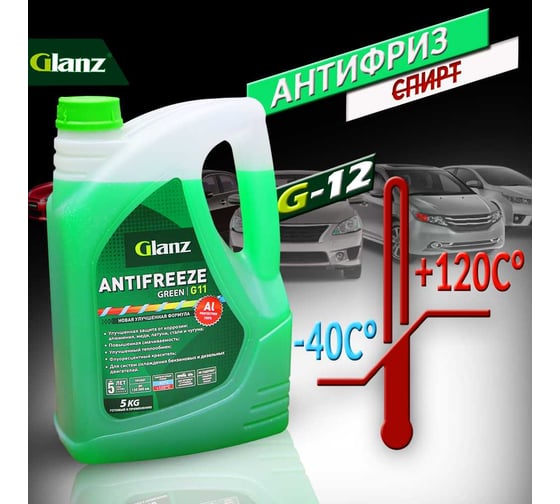 Антифриз Glanz G-11 зеленый 5кг GL-002